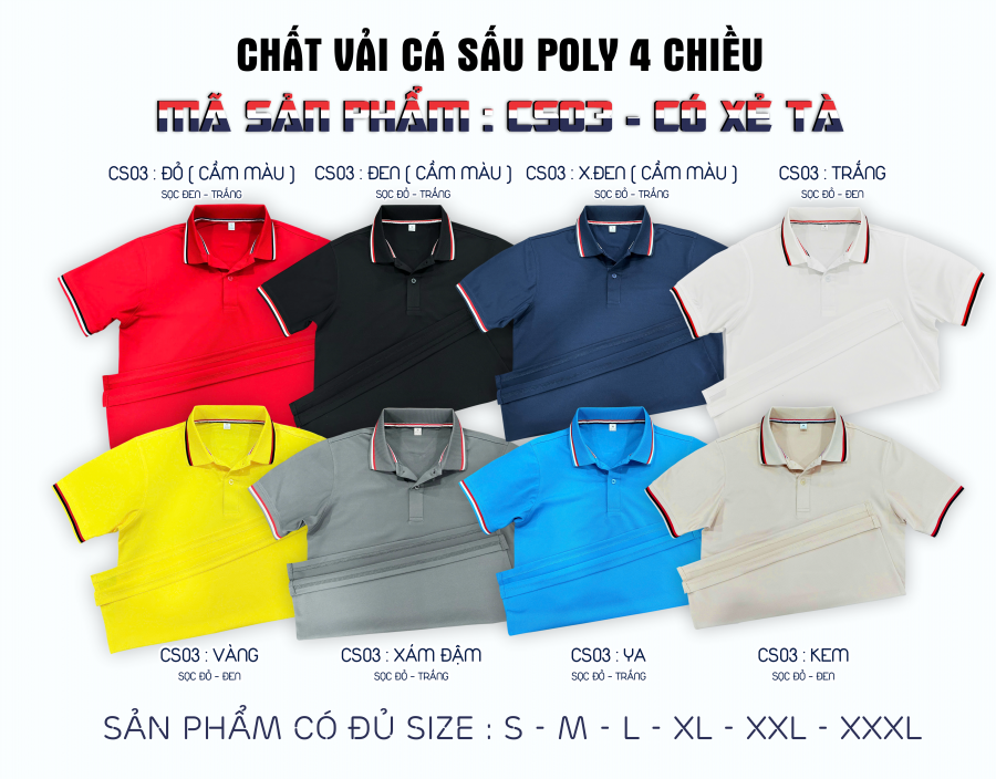 ÁO CÁ SẤU POLY XANH ĐEN SỌC MÃ CS03