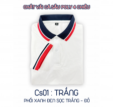 ÁO CÁ SẤU POLY TRẮNG SỌC MÃ CS01