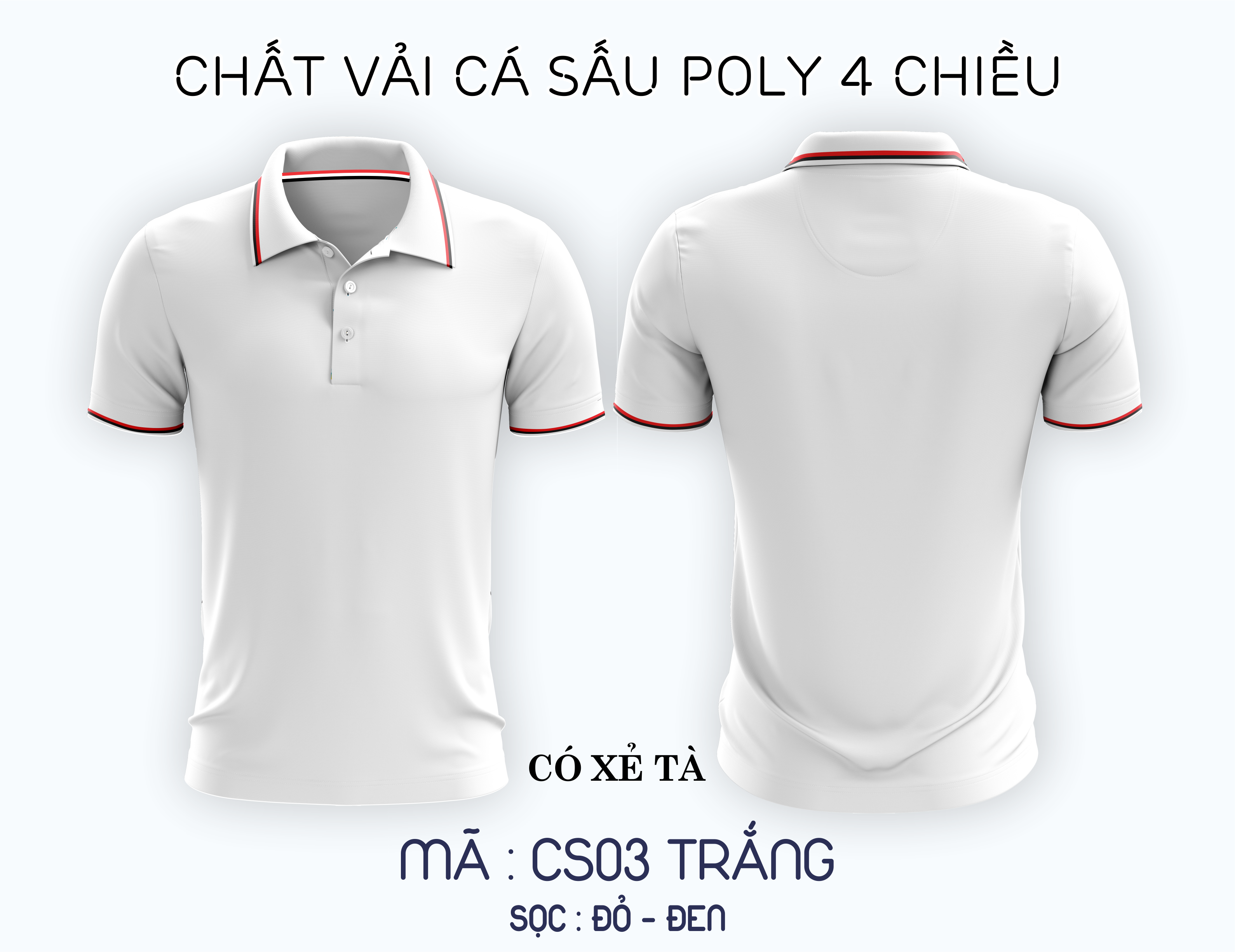 ÁO CÁ SẤU POLY TRẮNG SỌC MÃ CS03