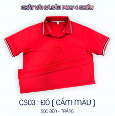 ÁO CÁ SẤU POLY ĐỎ SỌC MÃ CS03