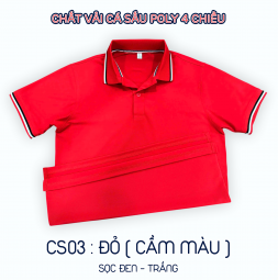 ÁO CÁ SẤU POLY ĐỎ SỌC MÃ CS03