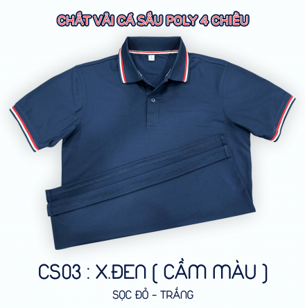 ÁO CÁ SẤU POLY XANH ĐEN SỌC MÃ CS03